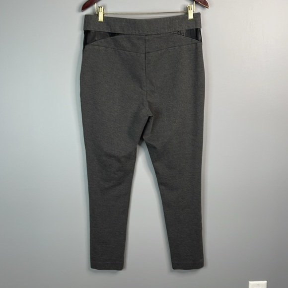 Michel Studio Taylor Slim Pants Grey Faux Leather Panels Stretch Trousers 14 - Picture 7 of 10